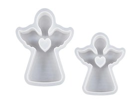 Molde silicona angelito con corazon calado grande